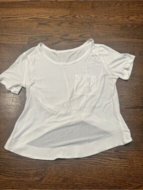 lululemon athletica White Short Sleeve Pocket Tee - Calm Tonka Stripe Burnout